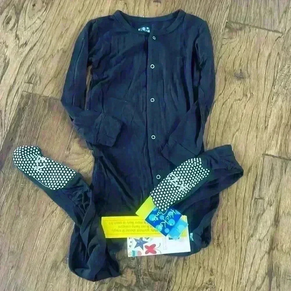 NWT black Kickee Pants Snap Footie bamboo pajamas - Picture 1 of 4